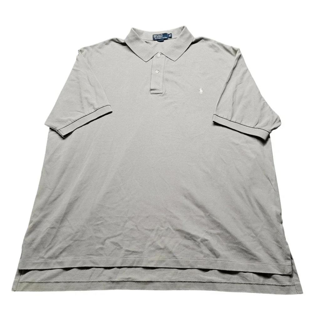 Polo Ralph Lauren Mens 3XB Gray Short Sleeve Pique Cotton Pony Logo Polo Shirt
